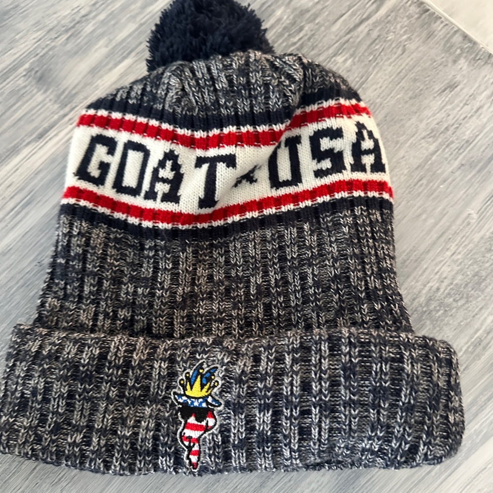 GOAT USA Knit Pom Beanie - Blue, White & Red